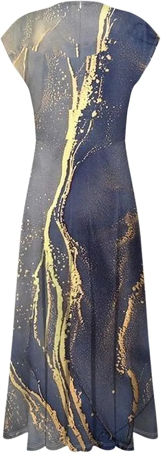 Easter Dresses for Women 2025 Short Sleeve Flower Swing Dress Sexy Deep V Neck Flowy Maxi Dress Boho Frocks