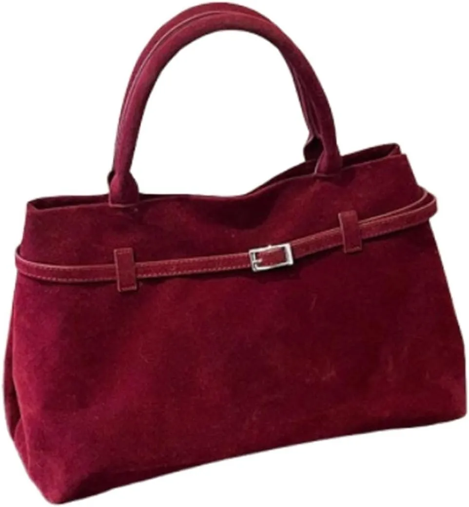 Faux Suede Bag Shoulder Hobo Bag Tote, Women's Large Brown Top Handle Work Tote