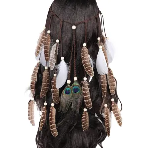 Feather Headbands for Women Boho Feather Headband Hair Accessory Headband Feather Headpiece Party Headwear Costume Mardi Gras Accessories Party Headdress Costume