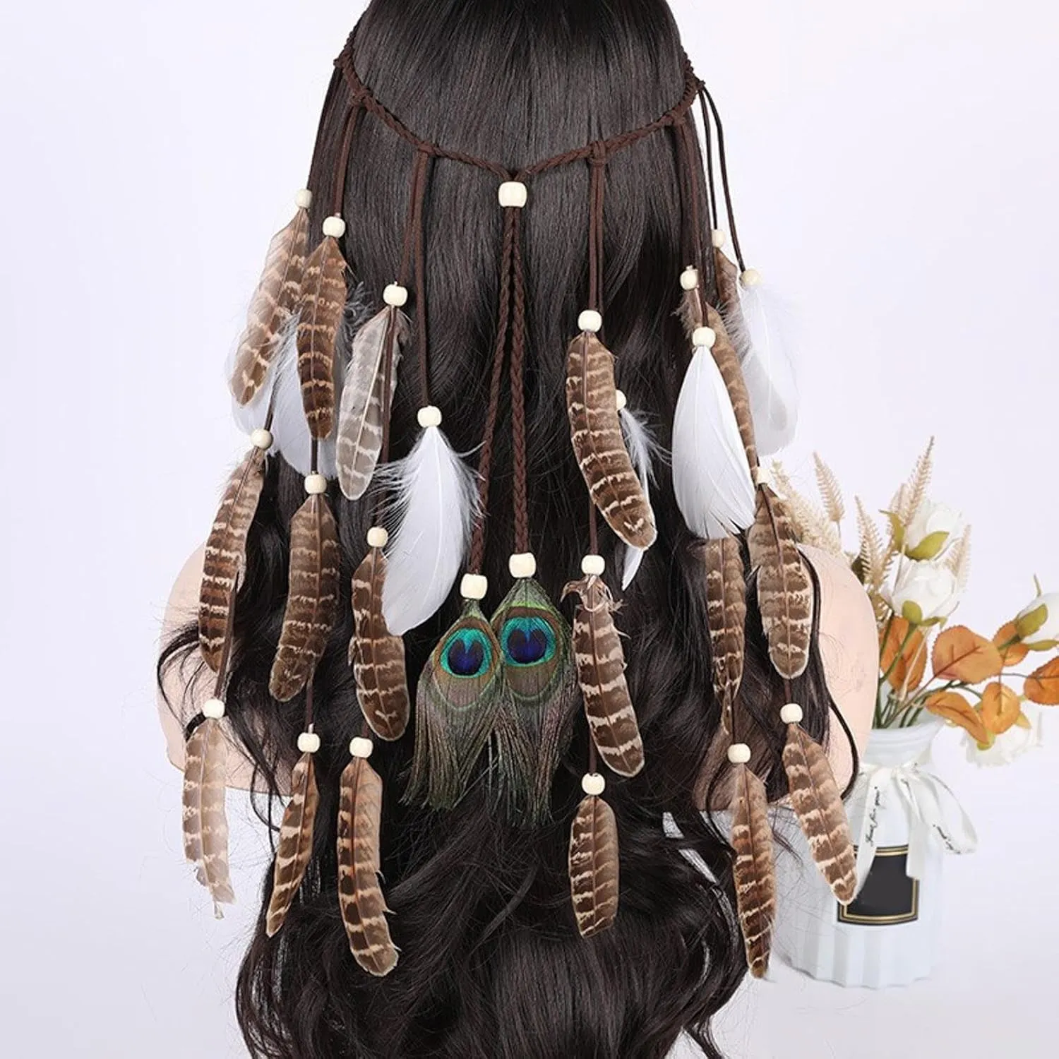 Feather Headbands for Women Boho Feather Headband Hair Accessory Headband Feather Headpiece Party Headwear Costume Mardi Gras Accessories Party Headdress Costume