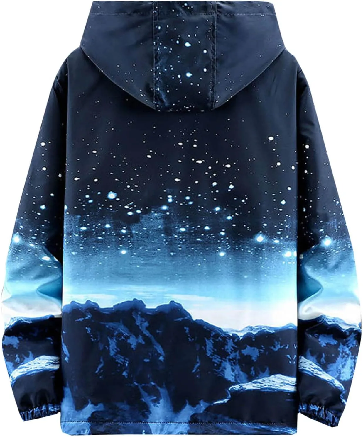 Finelylove Mens Lightweight Casual Jacket Gardient Hooded Windbreaker Full Zip Fashion Graphic Jacket with Zip Pockets