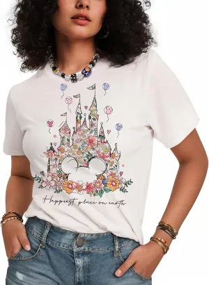 Flafens Graphic Tees T Shirts for Women - Cute Womens T-Shirts Cotton Tshirts Tops Teens Girls