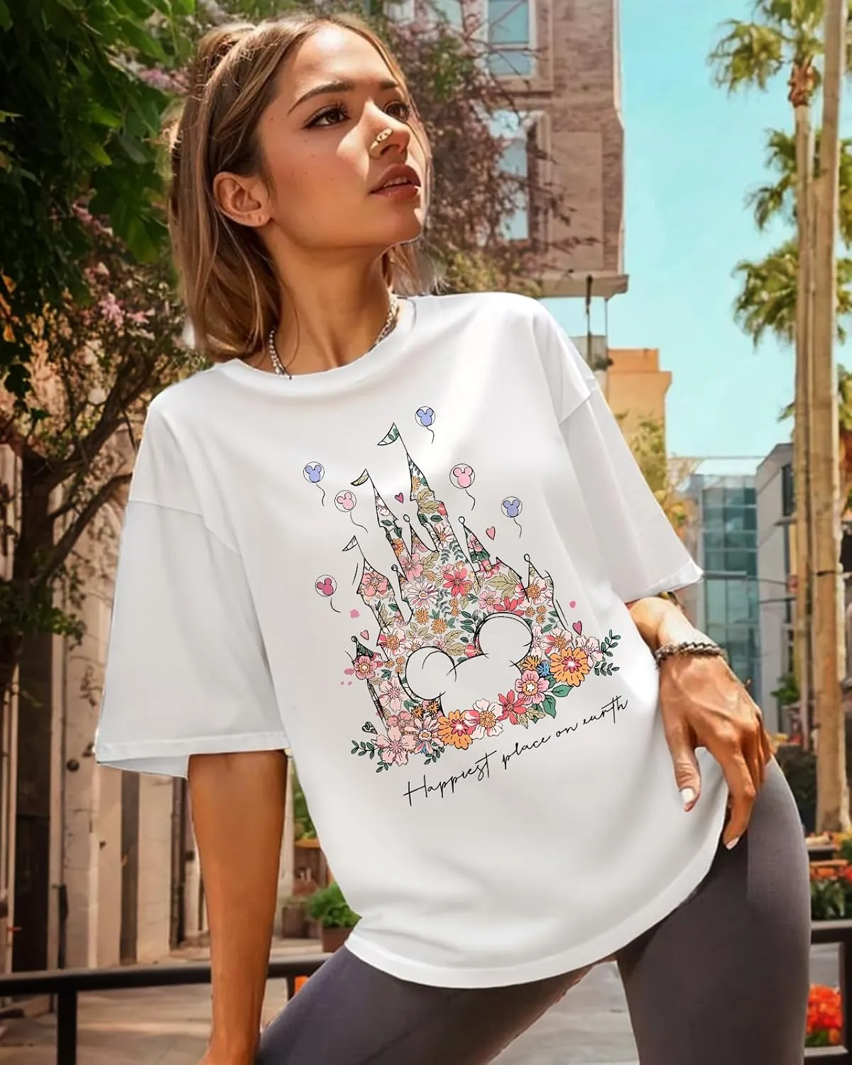 Flafens Graphic Tees T Shirts for Women - Cute Womens T-Shirts Cotton Tshirts Tops Teens Girls