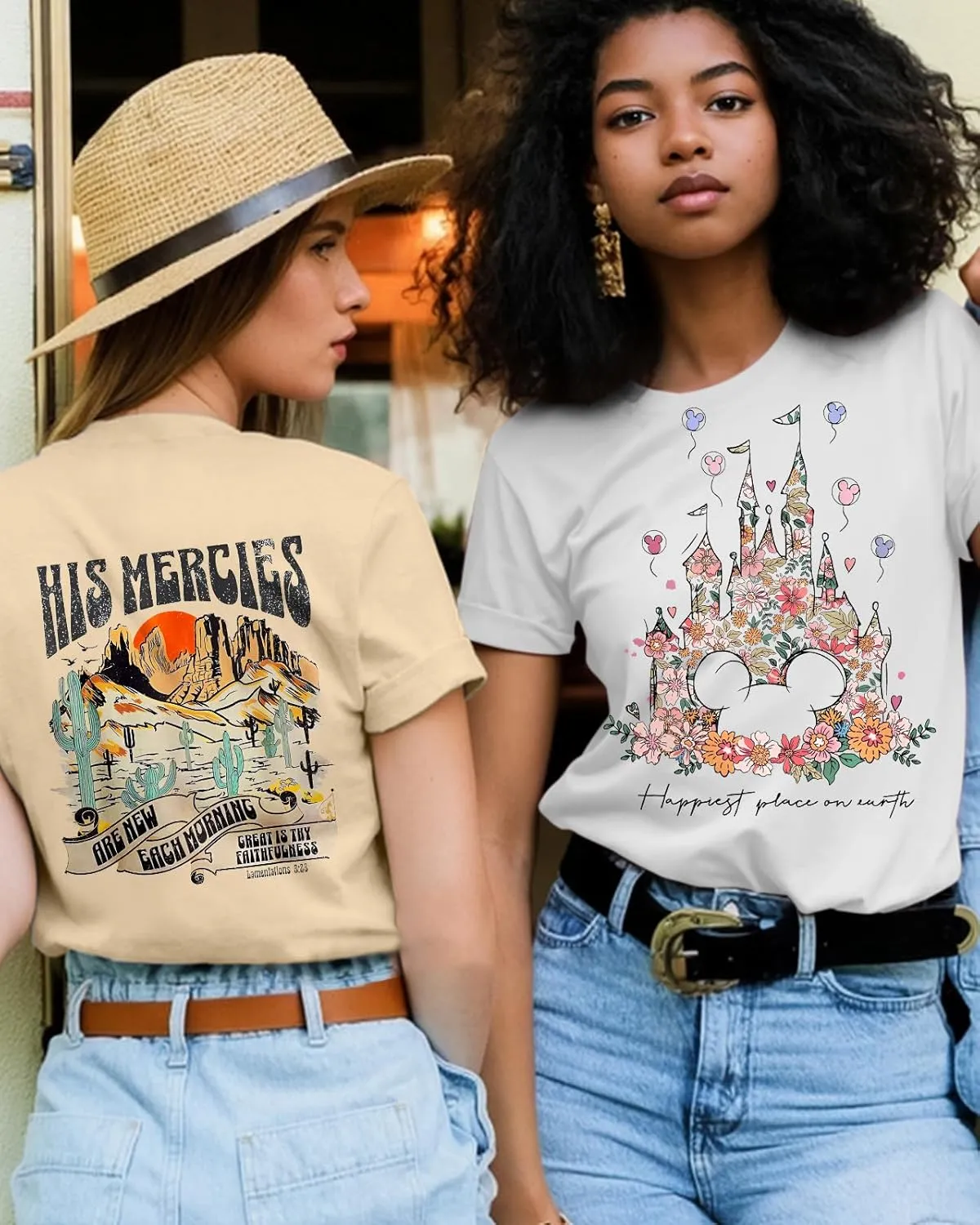 Flafens Graphic Tees T Shirts for Women - Cute Womens T-Shirts Cotton Tshirts Tops Teens Girls