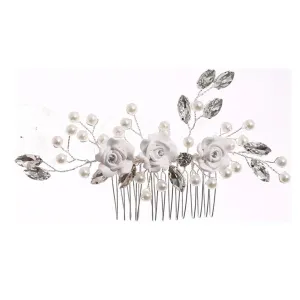 Flower Hair Comb Clip Hairpin For Women Rhinestones Bridal Wedding Hair Accessories Jewelry Headband Silver
