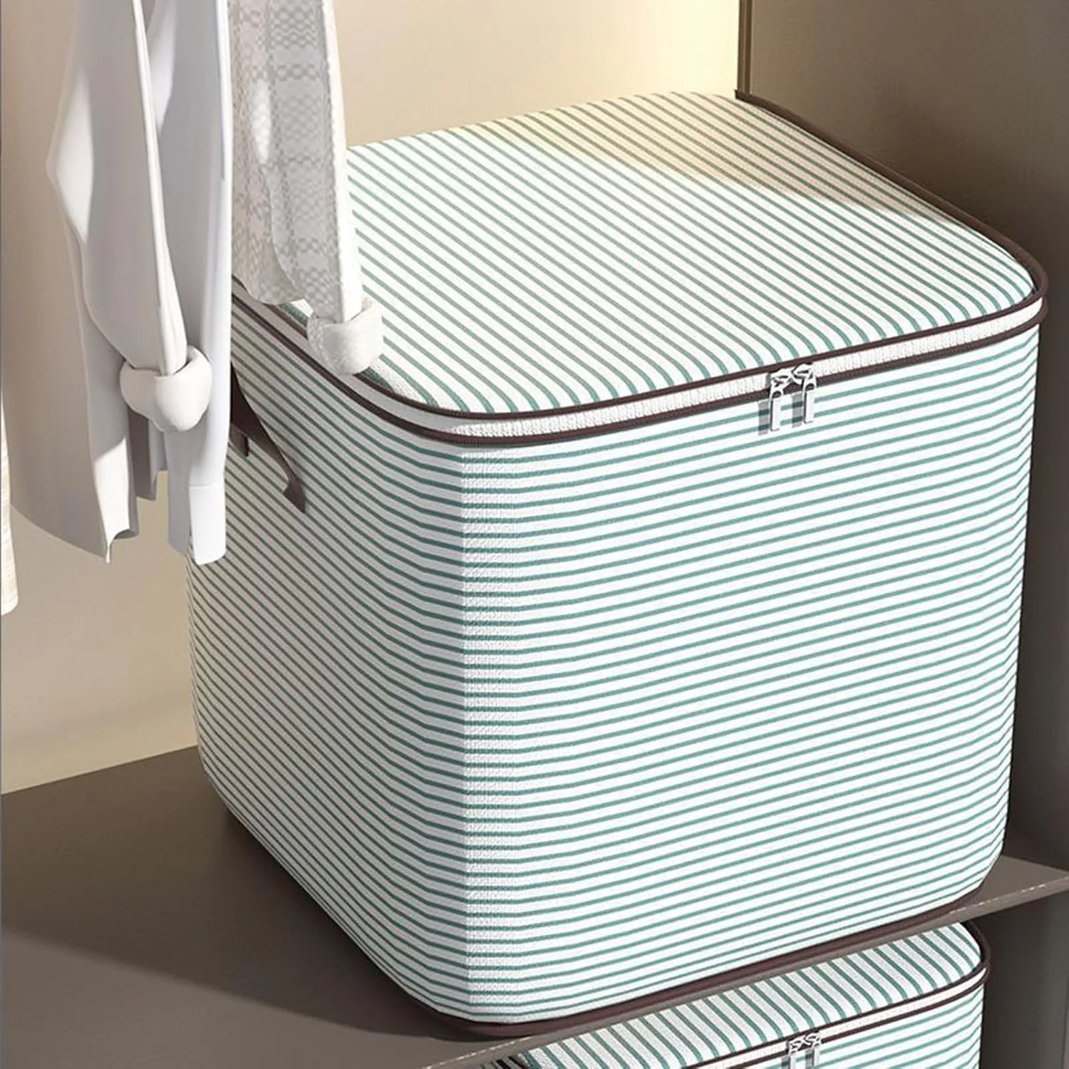 Foldable Closet Organizers and Storage with Sturdy Handle & Zipper Moving Boxes Under Bed Storage Clothing Storage Extra Large Storage Bags for Comforter, Closet, Bedding, Blankets