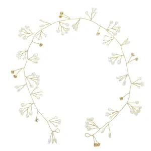 FRCOLOR Long Crystal Hair Vine for Brides Handmade Wedding Headband Elegant Pearl Hair Accessory for Women for Bridal Hairstyles and Special Occasions