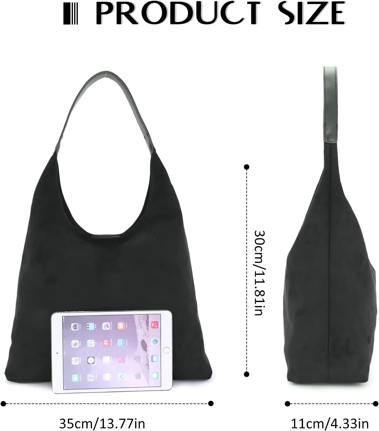 GOTOW Suede Hobo Bags for Women Brown Suede Tote Handbag Retro Suede Slouchy Shoulder Bag Office