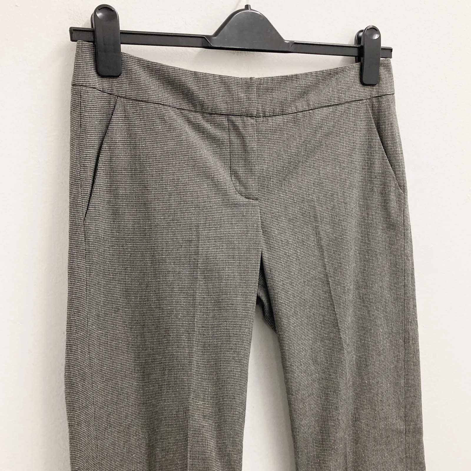 Great Plains Trousers Size 10 Grey Check Tailored Straight Leg