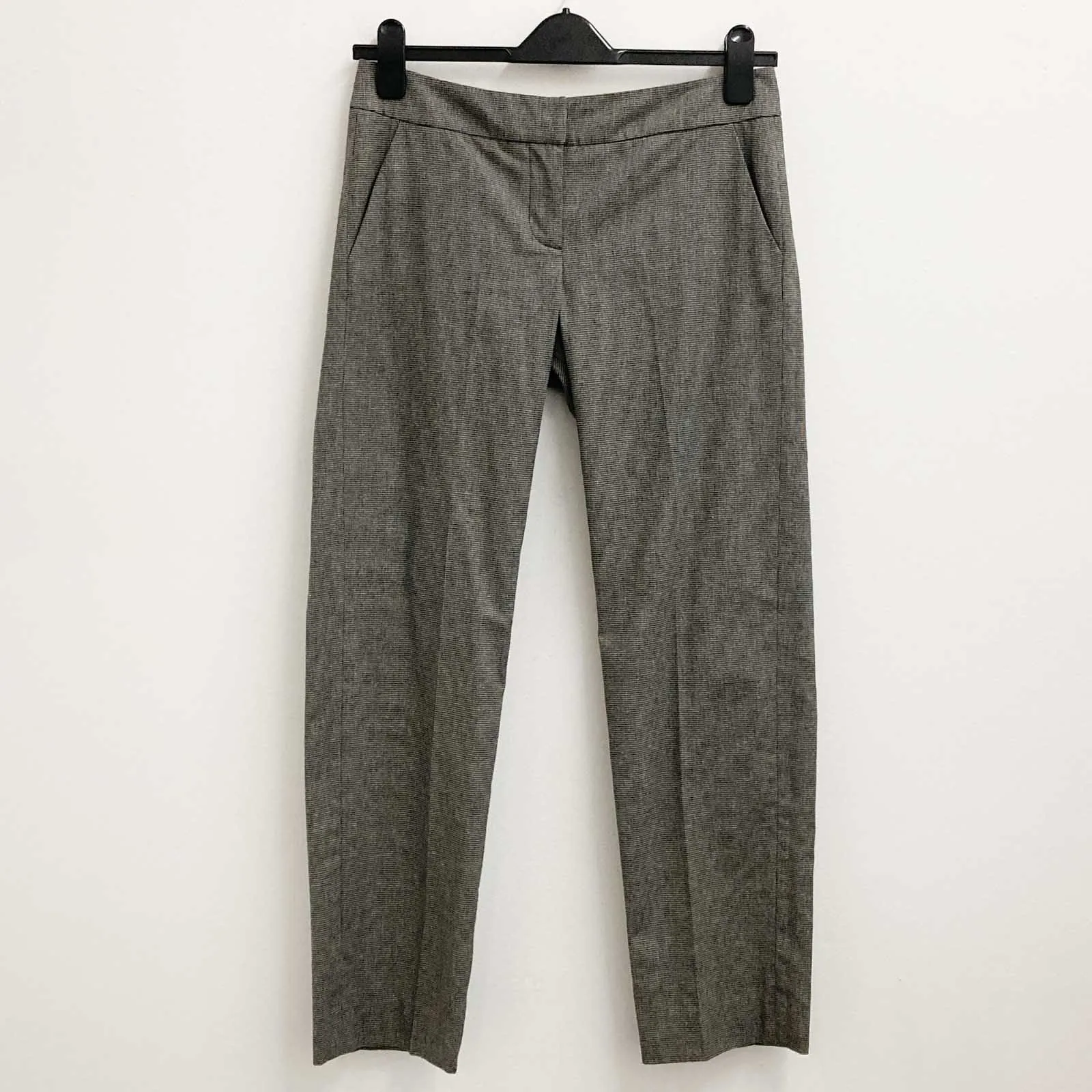 Great Plains Trousers Size 10 Grey Check Tailored Straight Leg