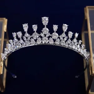 Hair Jewelry, Bridal Headwear,Accessories Royal Full Zircon Bridal Tiaras Crowns Plated Crystal Wedding Hairbands for Brides Bridesmaid Jewelry