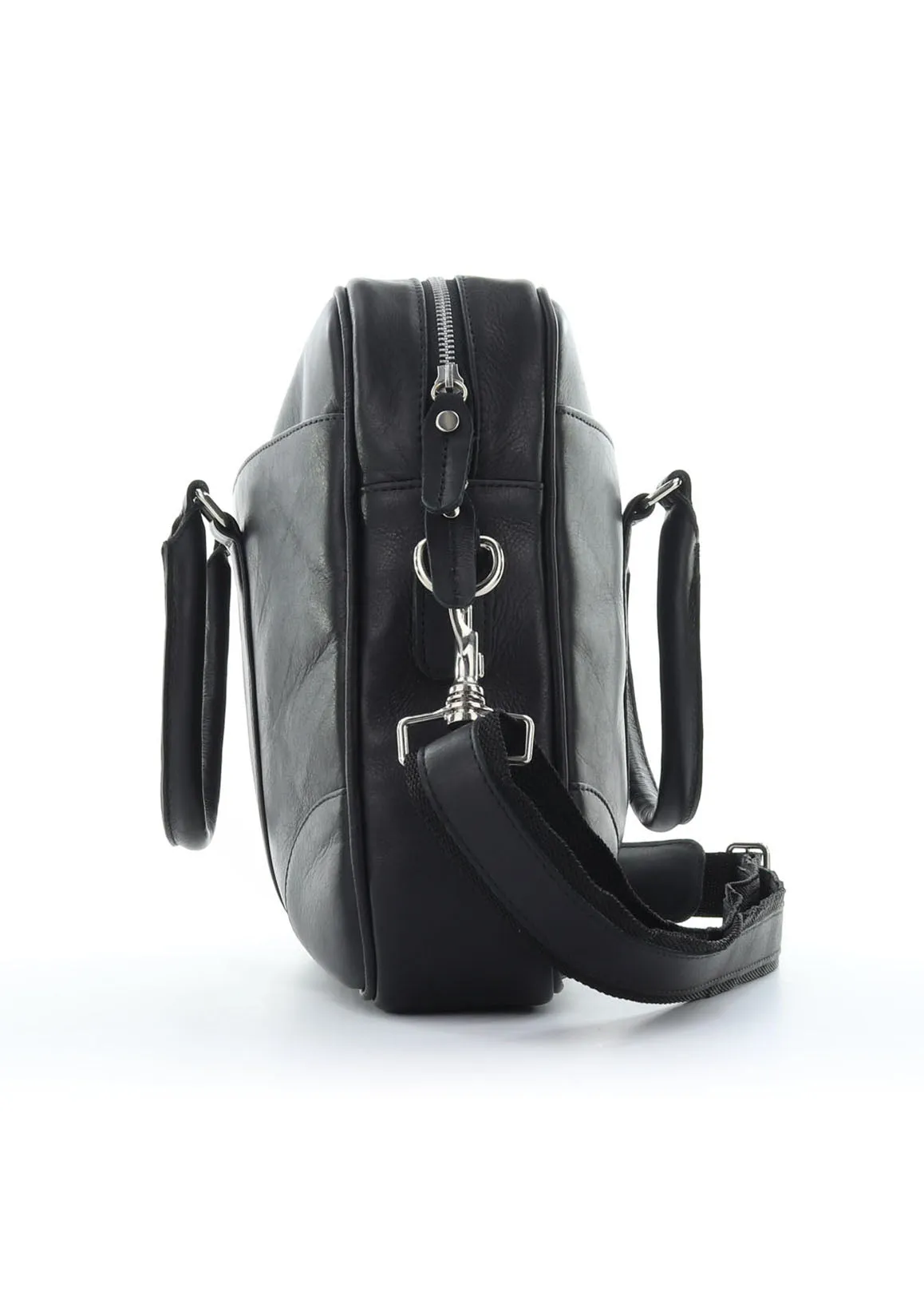 Hayden Leather Messenger Bag - Black