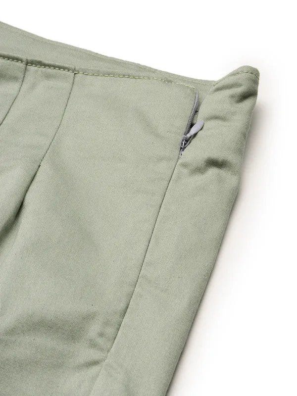 High Rise Mint Casual Fit Trouser