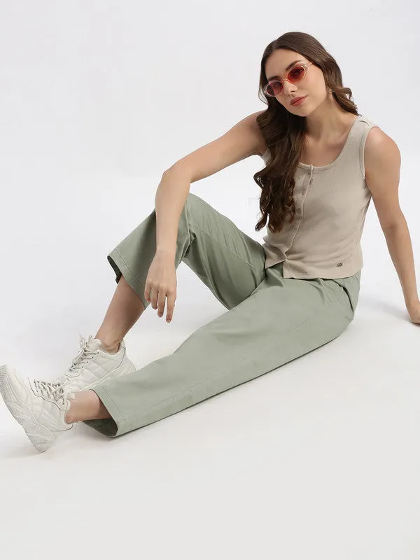 High Rise Mint Casual Fit Trouser