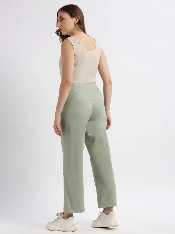 High Rise Mint Casual Fit Trouser