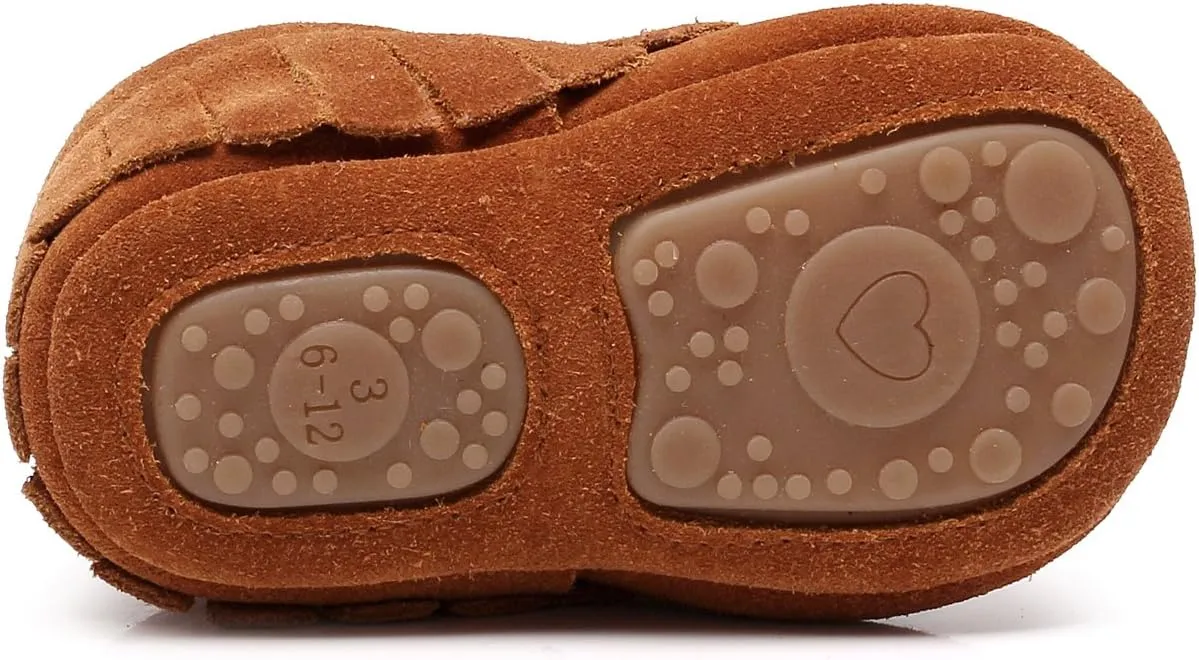 HONGTEYA Leather Baby Moccasins Hard Soled Tassel Crib Toddler Shoes for Boys and Girls??