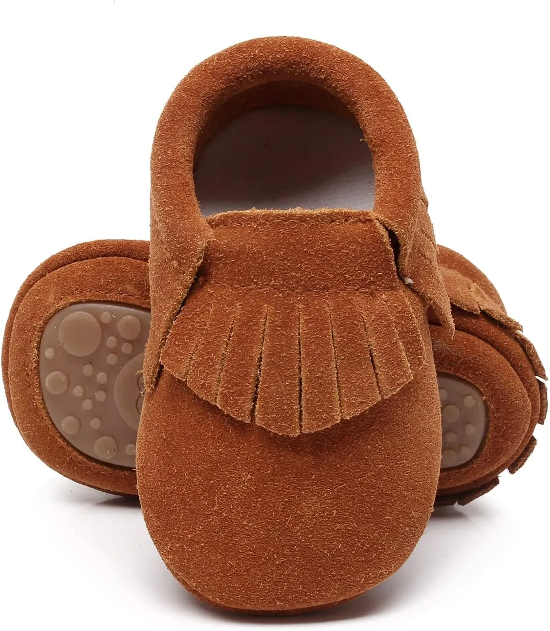 HONGTEYA Leather Baby Moccasins Hard Soled Tassel Crib Toddler Shoes for Boys and Girls??