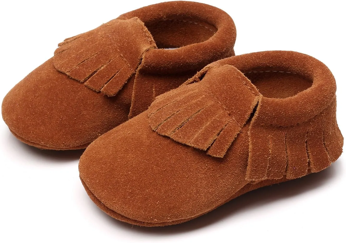 HONGTEYA Leather Baby Moccasins Hard Soled Tassel Crib Toddler Shoes for Boys and Girls??