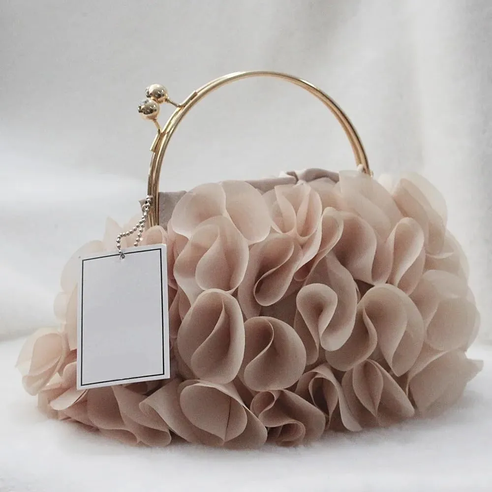 HUFFA Luxury Satin Floral Bride Party Evening Clutch Bag Women Wedding Purses and Handbags Small Shoulder Chain Bag (Color : Purple, Size : 20cm)