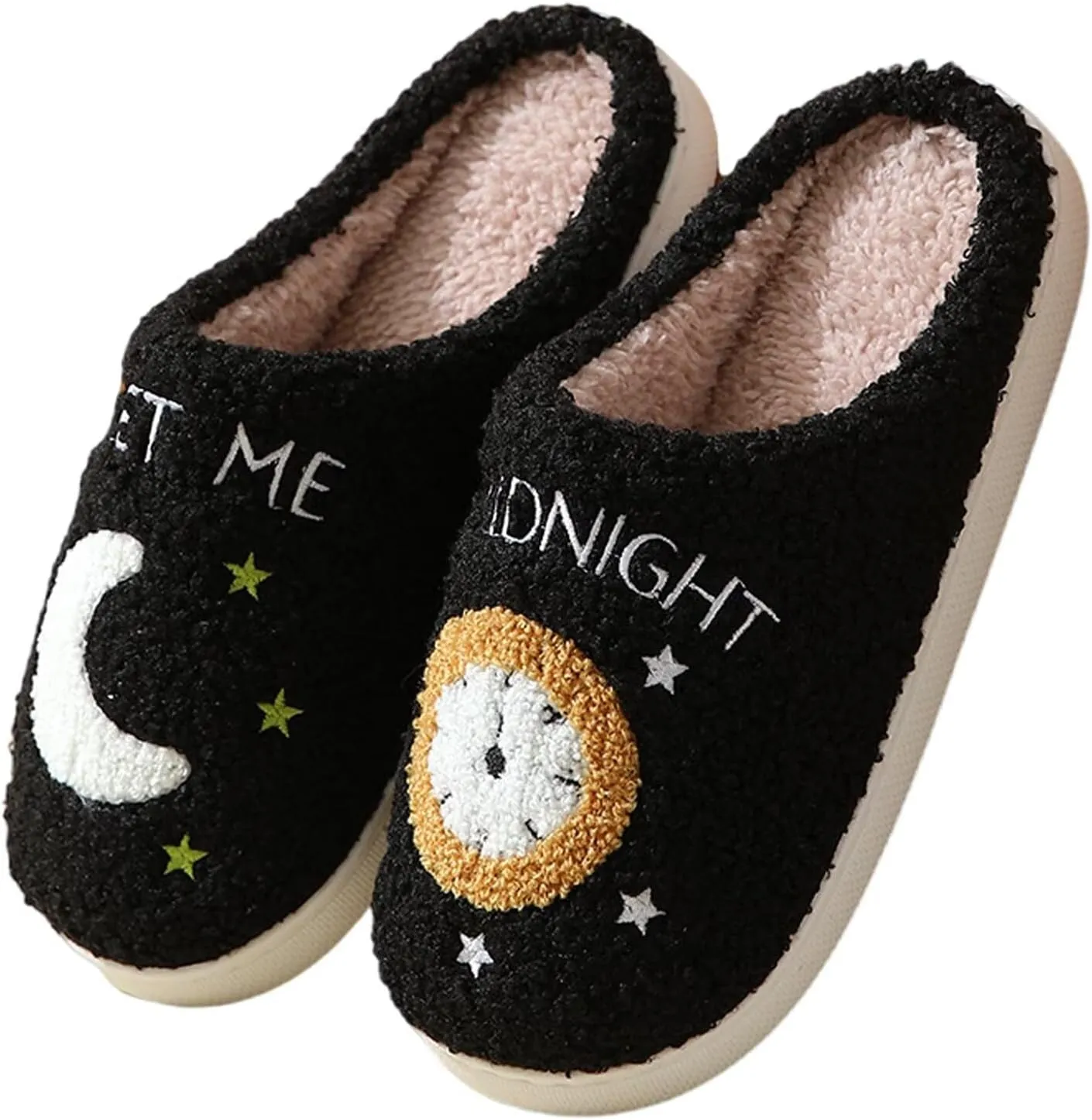KEYUSHOP Meet Me at Midnight Slippers for Women Men, Couple House Slippers Plush Fuzzy Warm Cozy Memory Foam Slippers Casual Slip on Indoor Outdoor Shoes