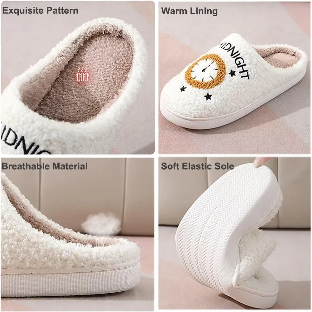 KEYUSHOP Meet Me at Midnight Slippers for Women Men, Couple House Slippers Plush Fuzzy Warm Cozy Memory Foam Slippers Casual Slip on Indoor Outdoor Shoes