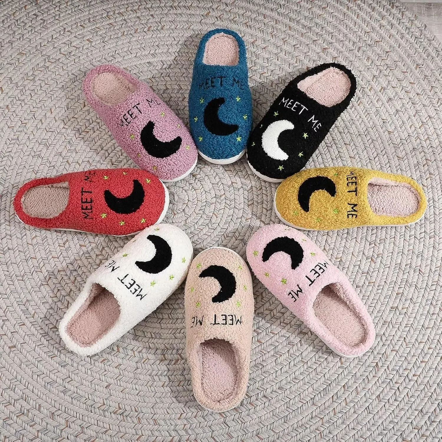 KEYUSHOP Meet Me at Midnight Slippers for Women Men, Couple House Slippers Plush Fuzzy Warm Cozy Memory Foam Slippers Casual Slip on Indoor Outdoor Shoes