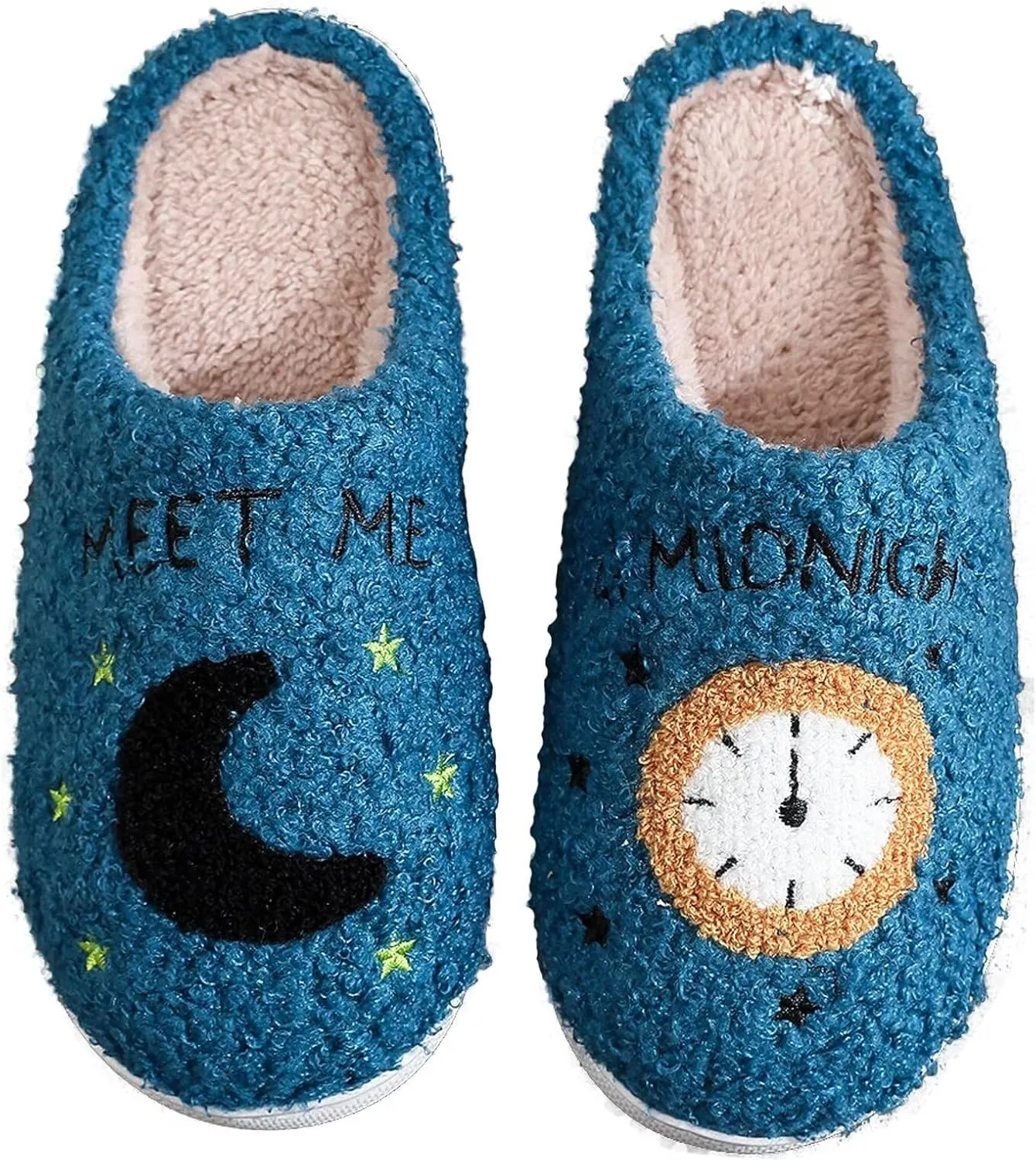 KEYUSHOP Meet Me at Midnight Slippers for Women Men, Couple House Slippers Plush Fuzzy Warm Cozy Memory Foam Slippers Casual Slip on Indoor Outdoor Shoes
