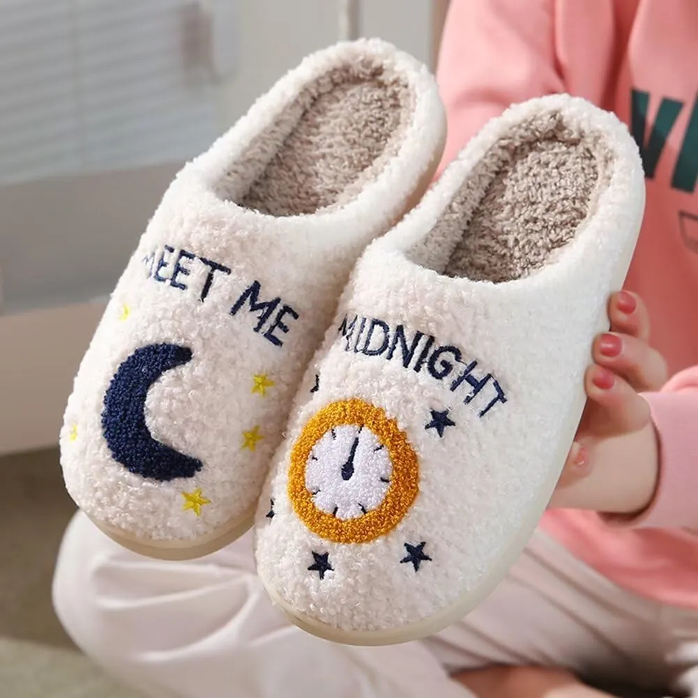 KEYUSHOP Meet Me at Midnight Slippers for Women Men, Couple House Slippers Plush Fuzzy Warm Cozy Memory Foam Slippers Casual Slip on Indoor Outdoor Shoes