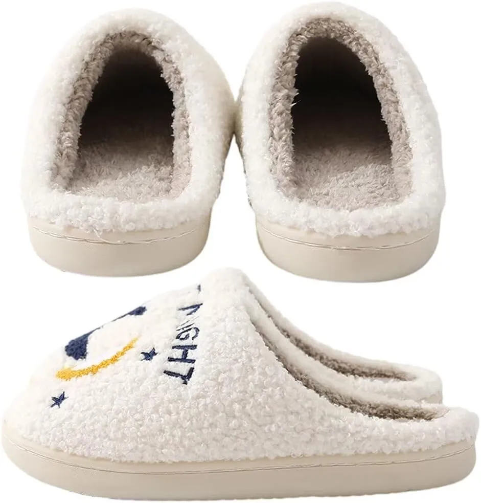 KEYUSHOP Meet Me at Midnight Slippers for Women Men, Couple House Slippers Plush Fuzzy Warm Cozy Memory Foam Slippers Casual Slip on Indoor Outdoor Shoes
