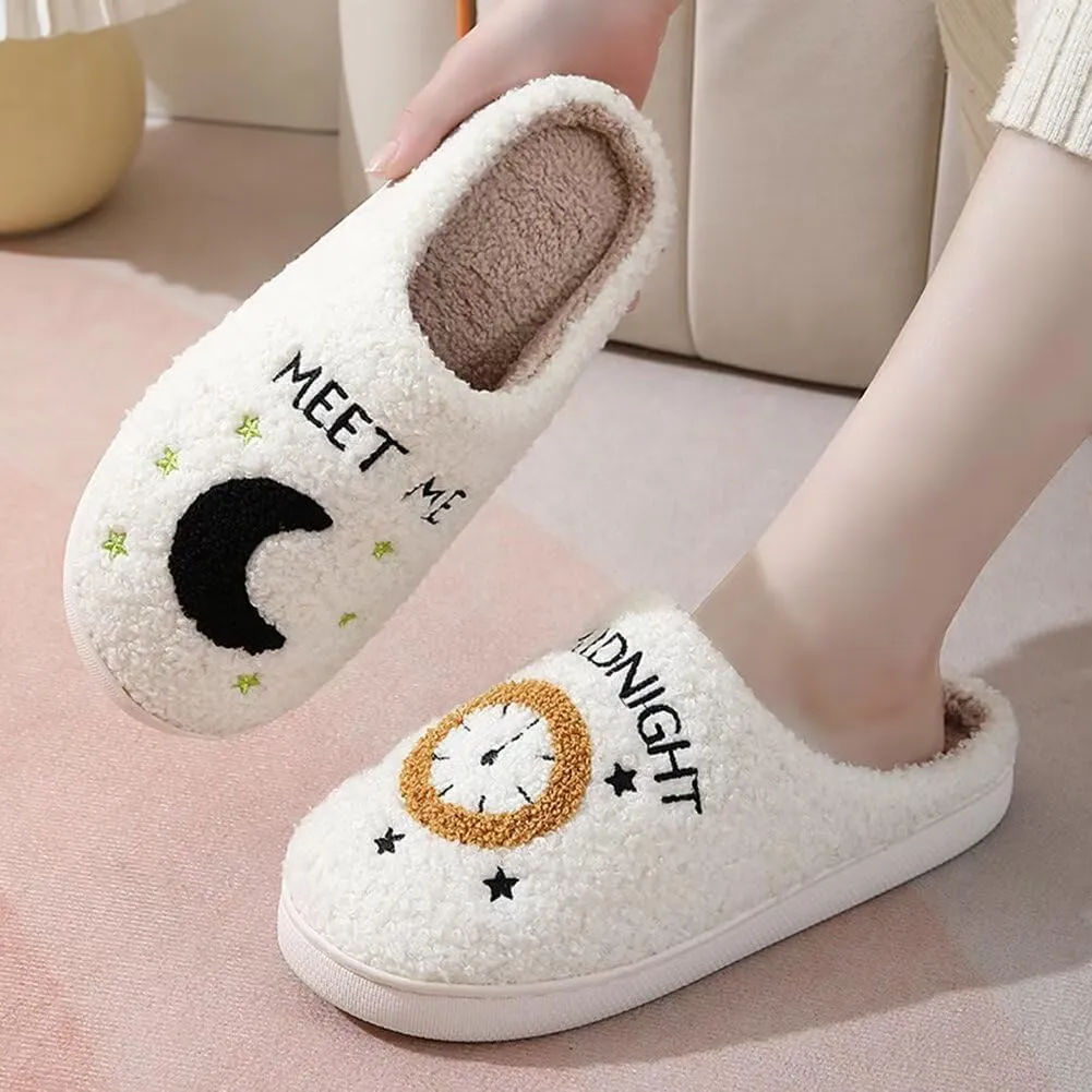KEYUSHOP Meet Me at Midnight Slippers for Women Men, Couple House Slippers Plush Fuzzy Warm Cozy Memory Foam Slippers Casual Slip on Indoor Outdoor Shoes