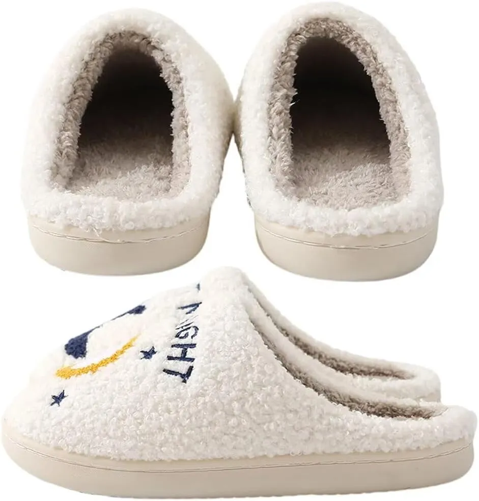 KEYUSHOP Meet Me at Midnight Slippers for Women Men, Couple House Slippers Plush Fuzzy Warm Cozy Memory Foam Slippers Casual Slip on Indoor Outdoor Shoes