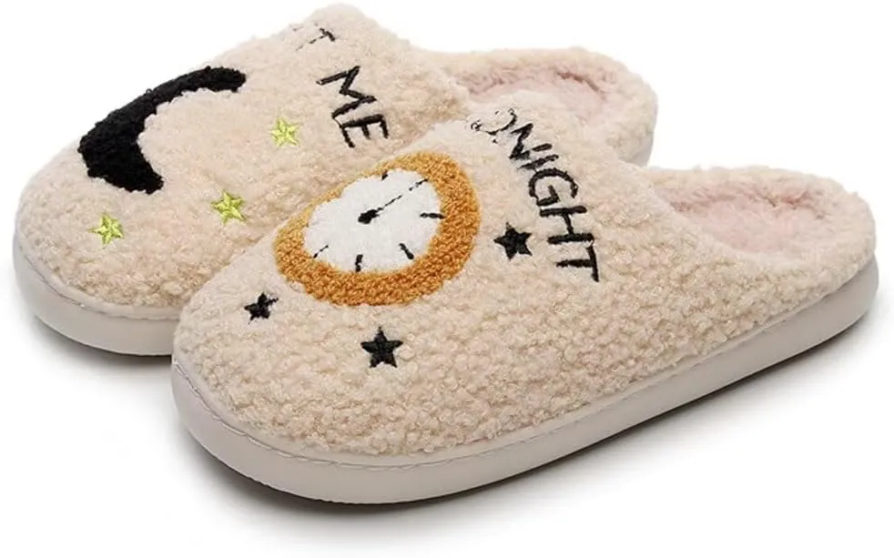 KEYUSHOP Meet Me at Midnight Slippers for Women Men, Couple House Slippers Plush Fuzzy Warm Cozy Memory Foam Slippers Casual Slip on Indoor Outdoor Shoes