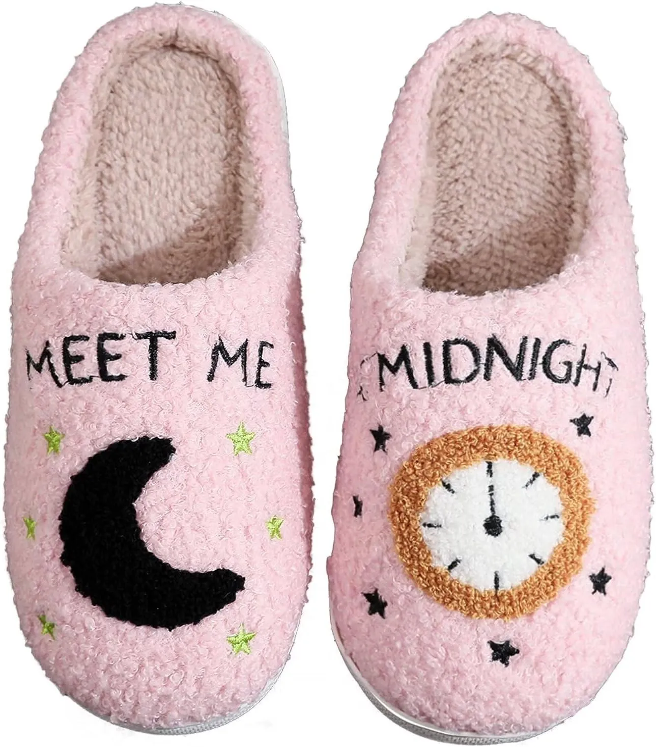 KEYUSHOP Meet Me at Midnight Slippers for Women Men, Couple House Slippers Plush Fuzzy Warm Cozy Memory Foam Slippers Casual Slip on Indoor Outdoor Shoes