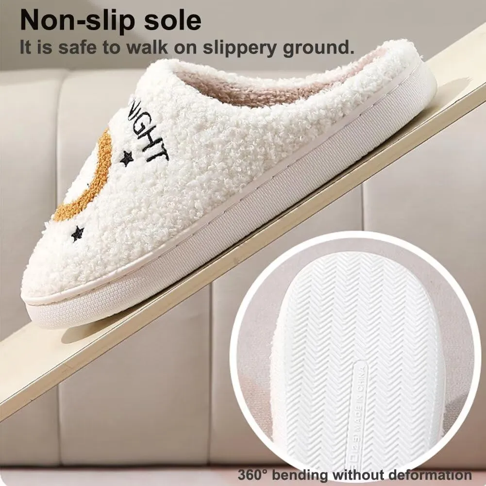 KEYUSHOP Meet Me at Midnight Slippers for Women Men, Couple House Slippers Plush Fuzzy Warm Cozy Memory Foam Slippers Casual Slip on Indoor Outdoor Shoes