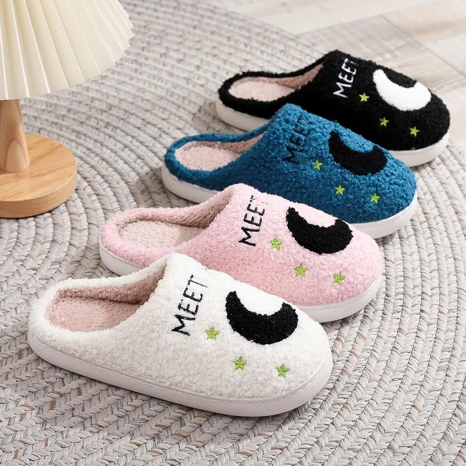 KEYUSHOP Meet Me at Midnight Slippers for Women Men, Couple House Slippers Plush Fuzzy Warm Cozy Memory Foam Slippers Casual Slip on Indoor Outdoor Shoes