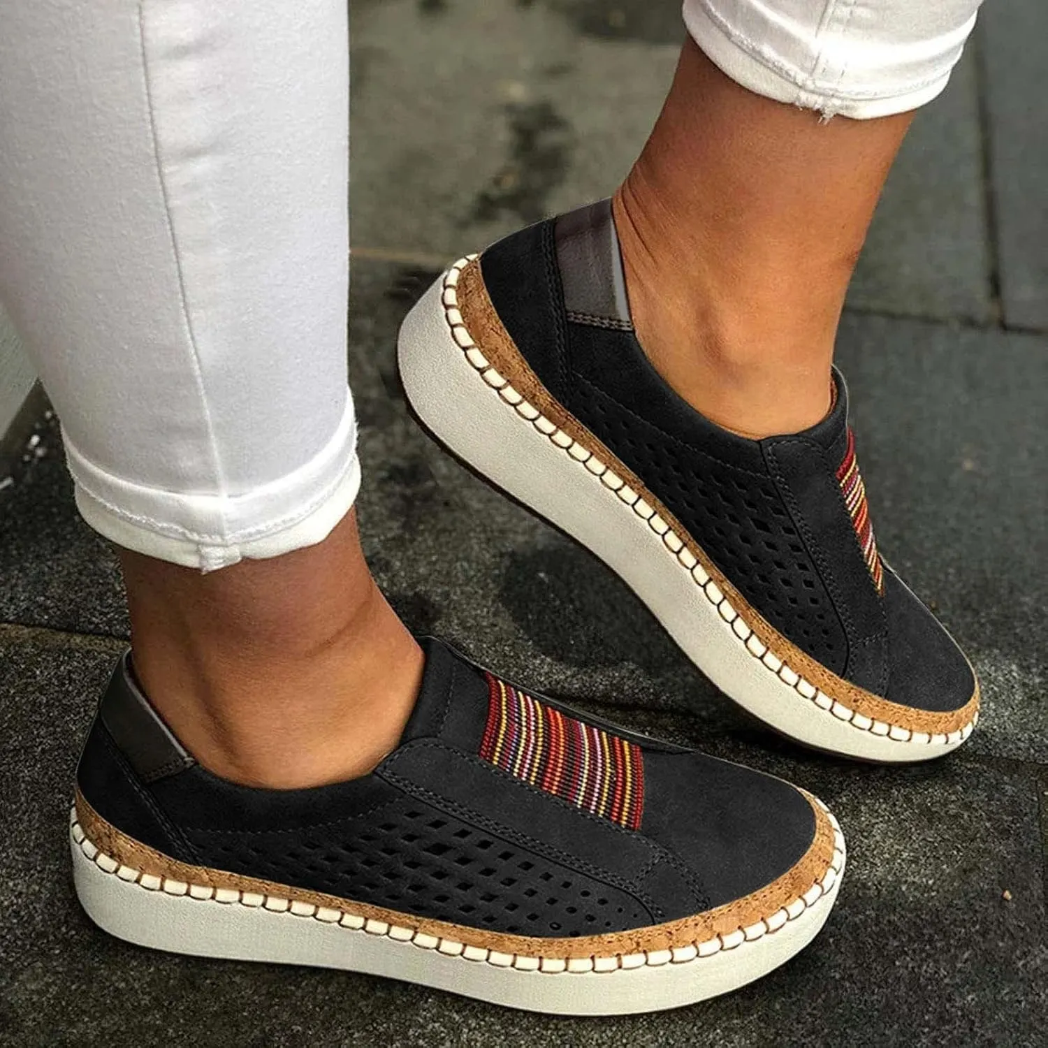 Ladmiple Shoes For Women Sneakers Slip Ons Low Top Casual Walking Canvas Shoes Dressy Summer Fashion Flats Loafers