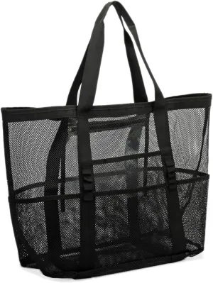 Large Mesh Beach Tote Bags for Sand Toys, Family Travel, Grocery, Reusable Shopping