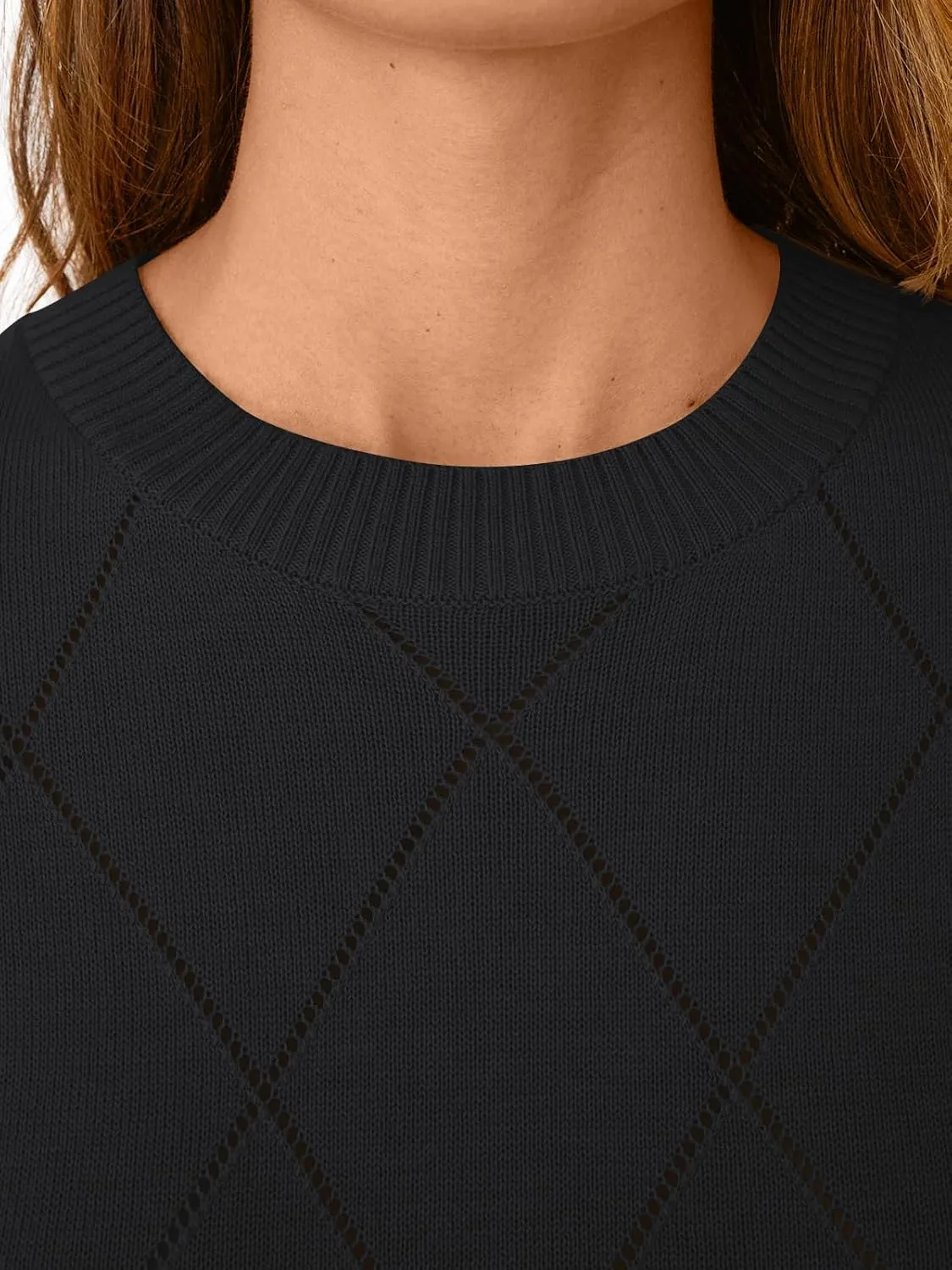 LILLUSORY Womens Knit Hollowed Out Sweater Summer Lightweight Short Sleeve Wool Blend Tops