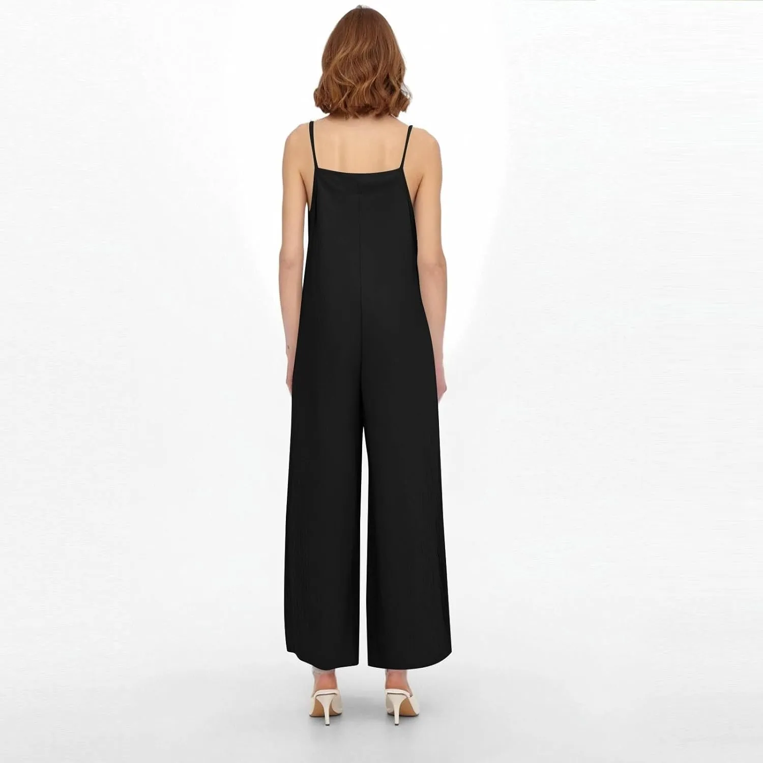 Linen Jumpsuits for Women Adjustable Strap Maternity Jumpsuit Baggy Lightweight Wide Leg One Piece Jumpsuits Pockets