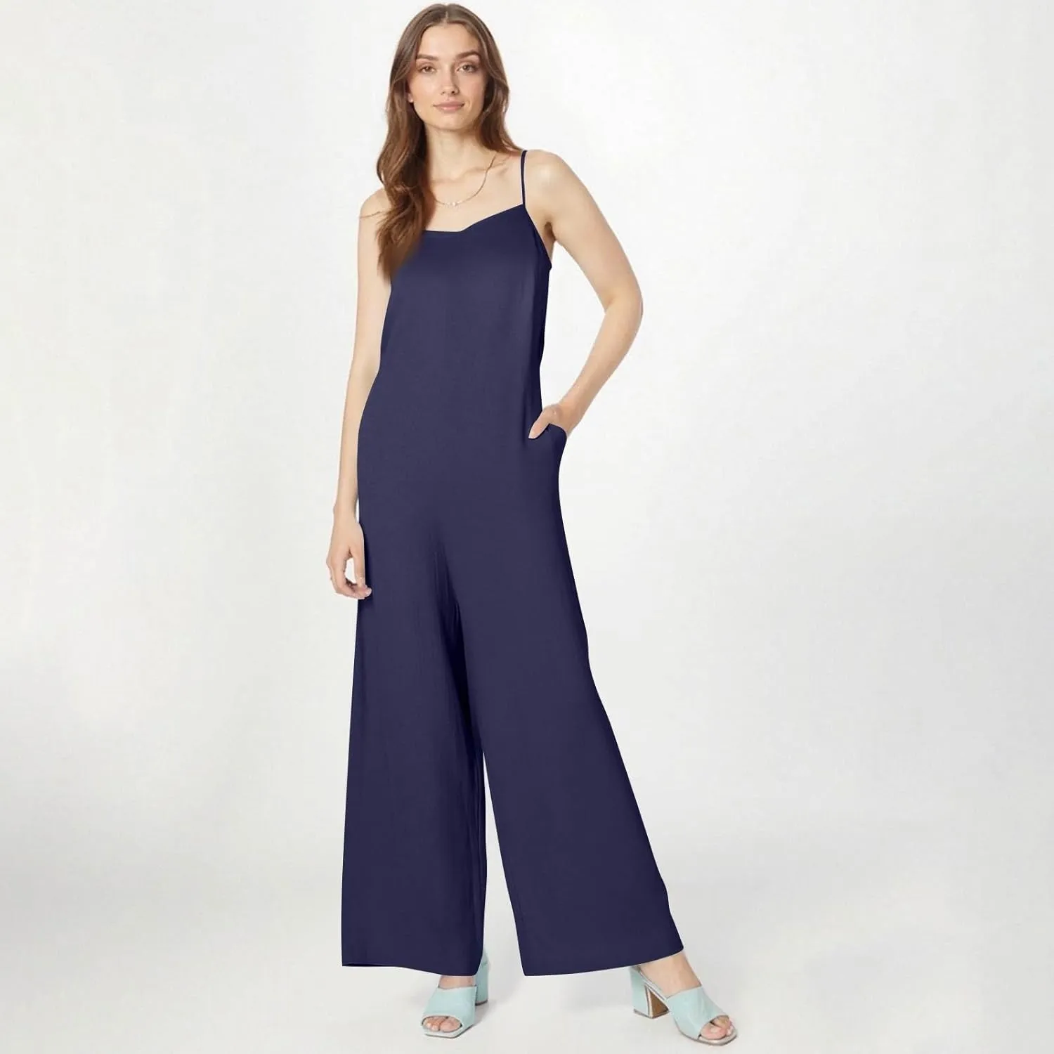 Linen Jumpsuits for Women Casual Comfy Loose Summer Boho Sleeveless Wide Leg Overalls One Piece Outfits with Pockets