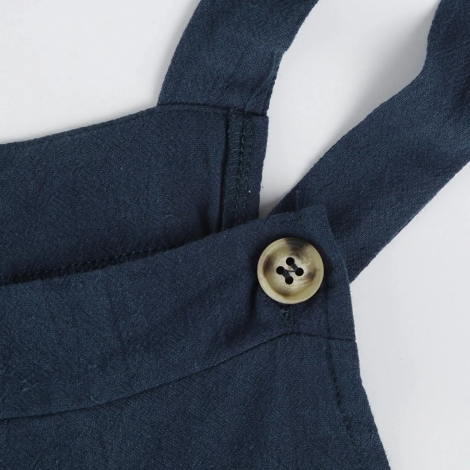 Linen Jumpsuits for Women Spaghetti Strap Wide Leg One Piece Jumpsuit Cotton Sleeveless Work Bib Overall with Pockets