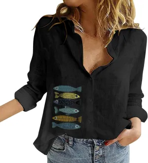 Linen Shirts for Women Summer Short Sleeve Relaxed Button Up Shirt Plus Size Summer Clothes Outfits 2024