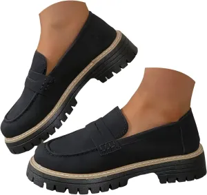 Loafers for Women 2024 Comfortable,Casual Lightweight Round Toe Orthopedic Platform Loafers Slip-On Walking Shoes