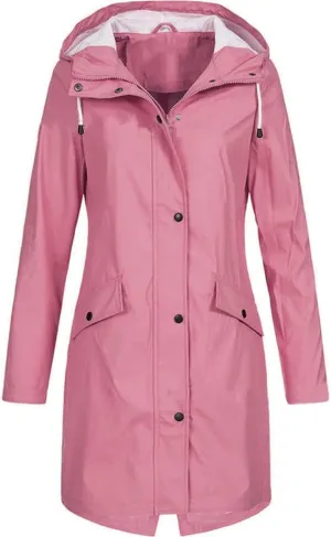 Long Raincoat for Women Waterproof with Hood Hooded Windbreaker Jackets Zip Up Rain Jackets Trench Coat