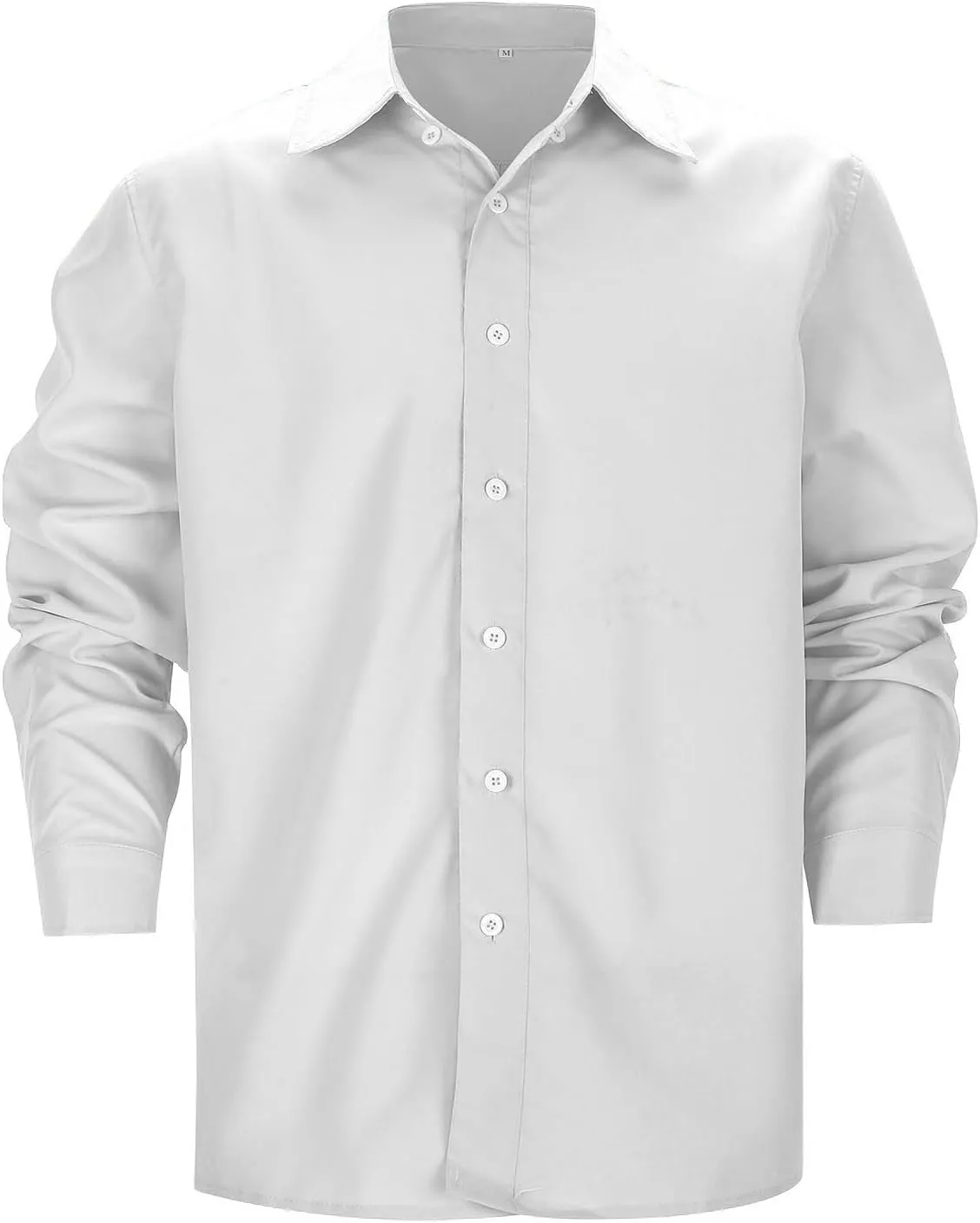 Long Sleeve T Shirt for Men Casual Button Down Lapel Neck Tee Shirt Plus Size Loose Fit Solid Business Dress Shirts