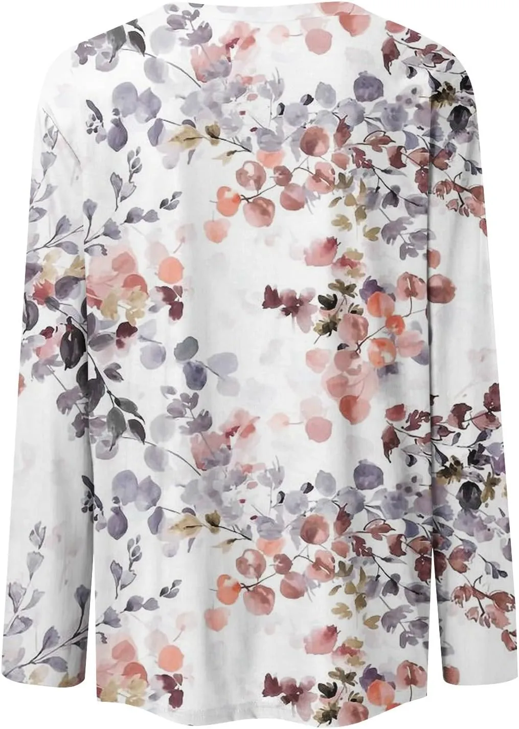 Long Sleeve Womens Tops 2024 Vintage Print Casual Loose with Round Neck Plus Size Shirts