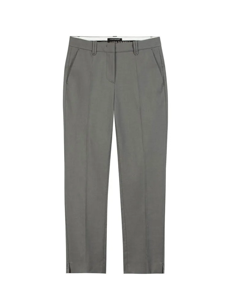 Luisa Cerano Slim Tailored Cotton Trousers Grey