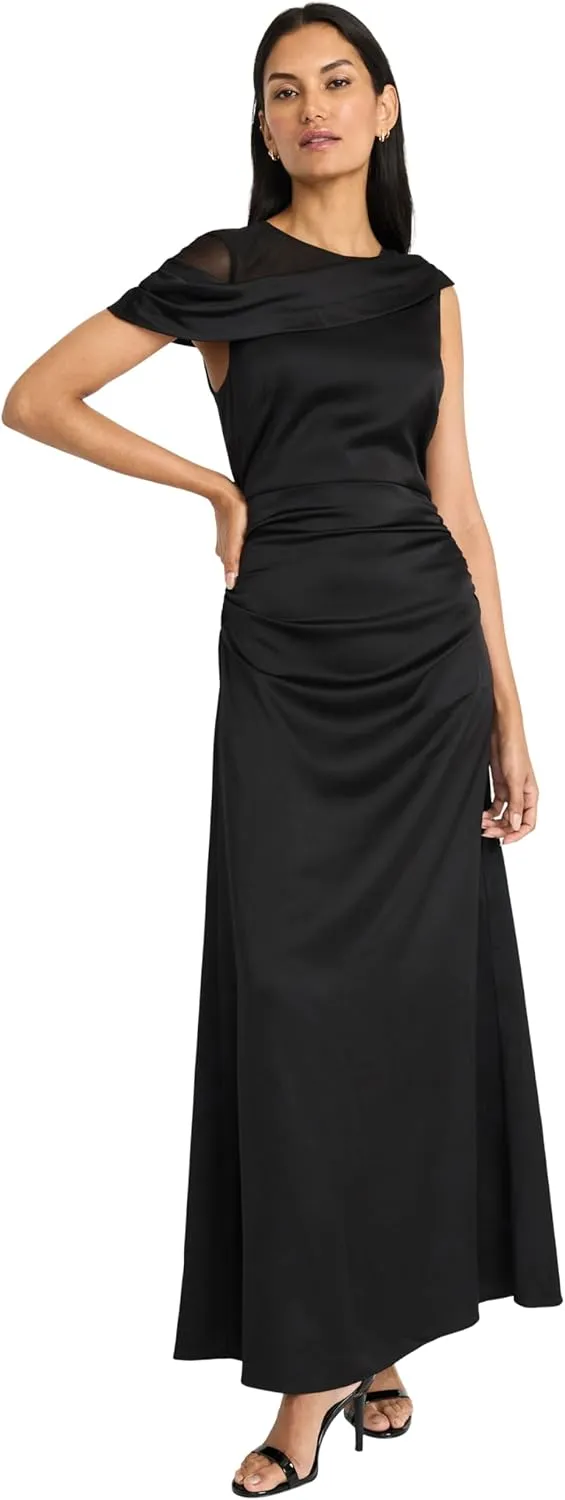 Maggy London Women's Asymmetrical One Shoulder Maxi Gown-Elegant Formal Evening Dress