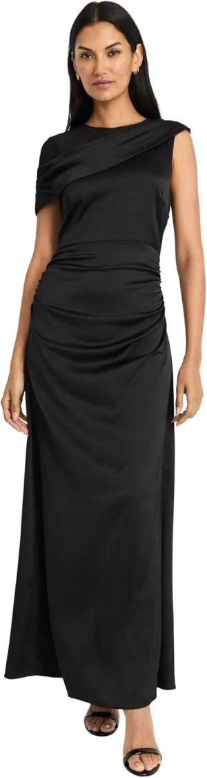 Maggy London Women's Asymmetrical One Shoulder Maxi Gown-Elegant Formal Evening Dress