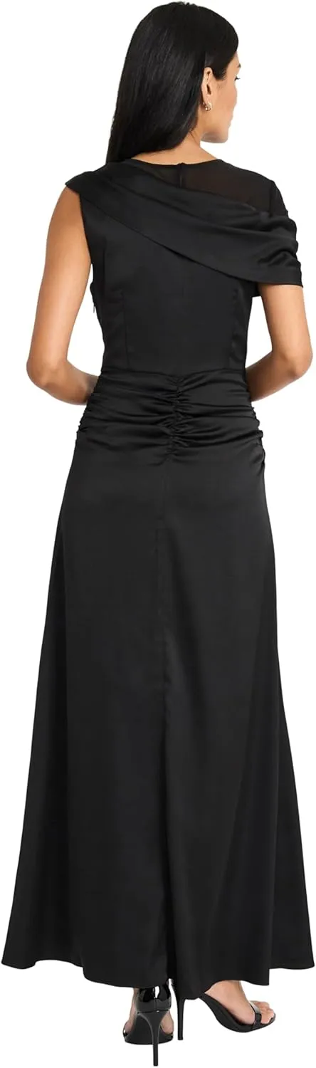 Maggy London Women's Asymmetrical One Shoulder Maxi Gown-Elegant Formal Evening Dress
